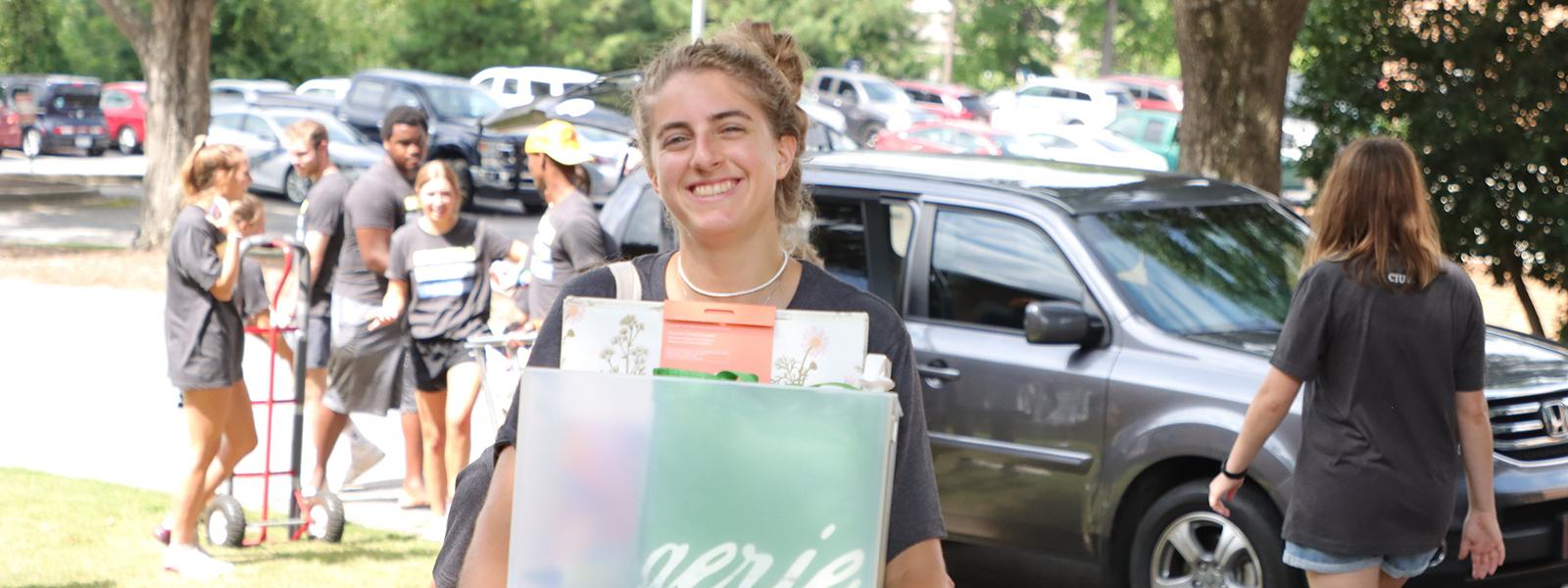 Tiara Battermann lending a hand on move-in day. 
