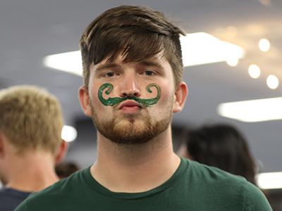 Joseph Brinkley, a junior, gets his game face on for Alpha Week. (Photos by Alexis Deason, CIU student photographer) 