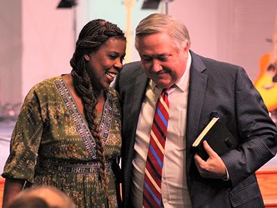 Star Parker shares a moment with CIU President Dr. Mark A. Smith (Photo by Student Photographer Andrea Calamaro)