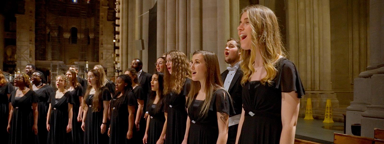 Students singing in the Ambassador Choir