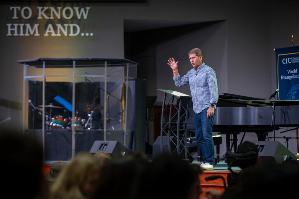 Pastor Doug Rutt speaks at the Christian Life Conference