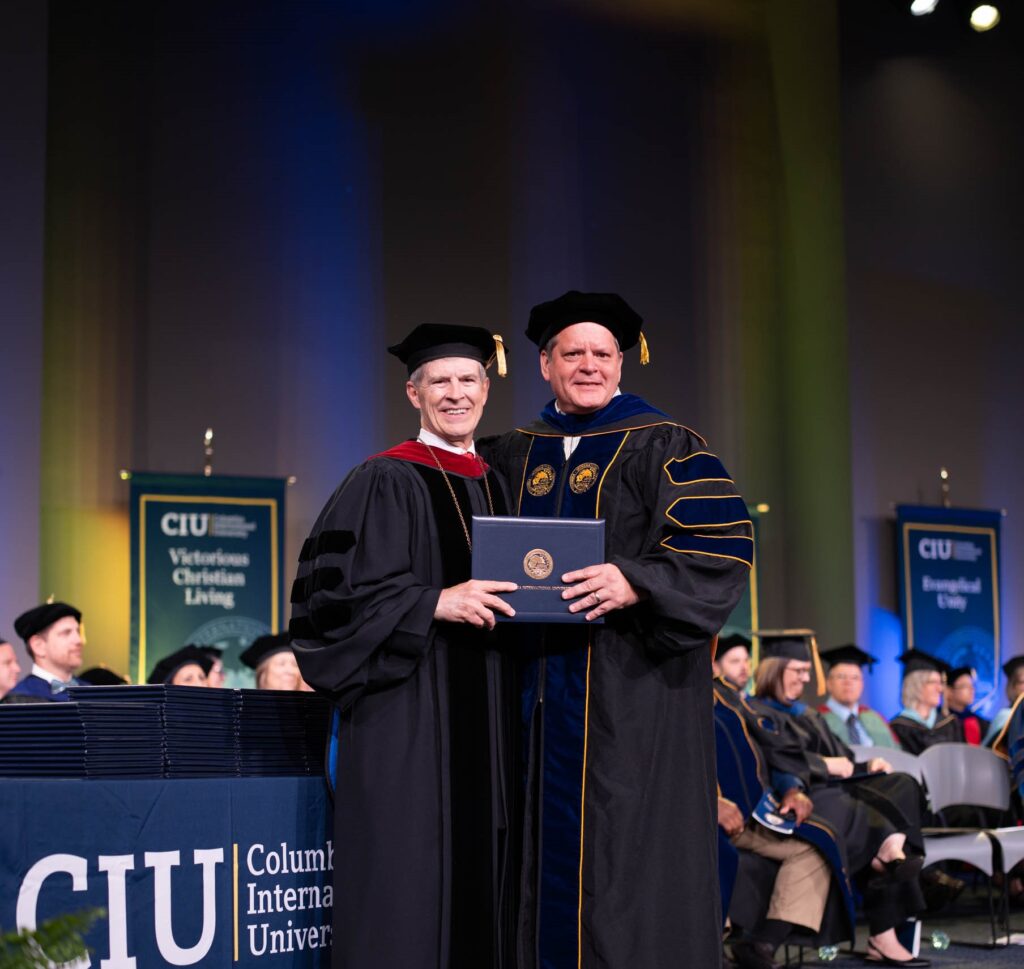 Dr. Michael Shelley with CIU President Dr. Bill Jones.