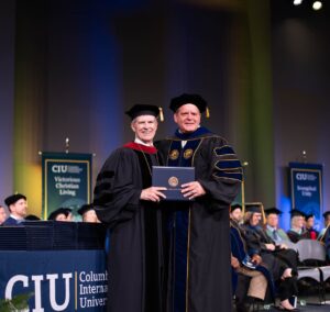 Dr. Michael Shelley with CIU President Dr. Bill Jones.