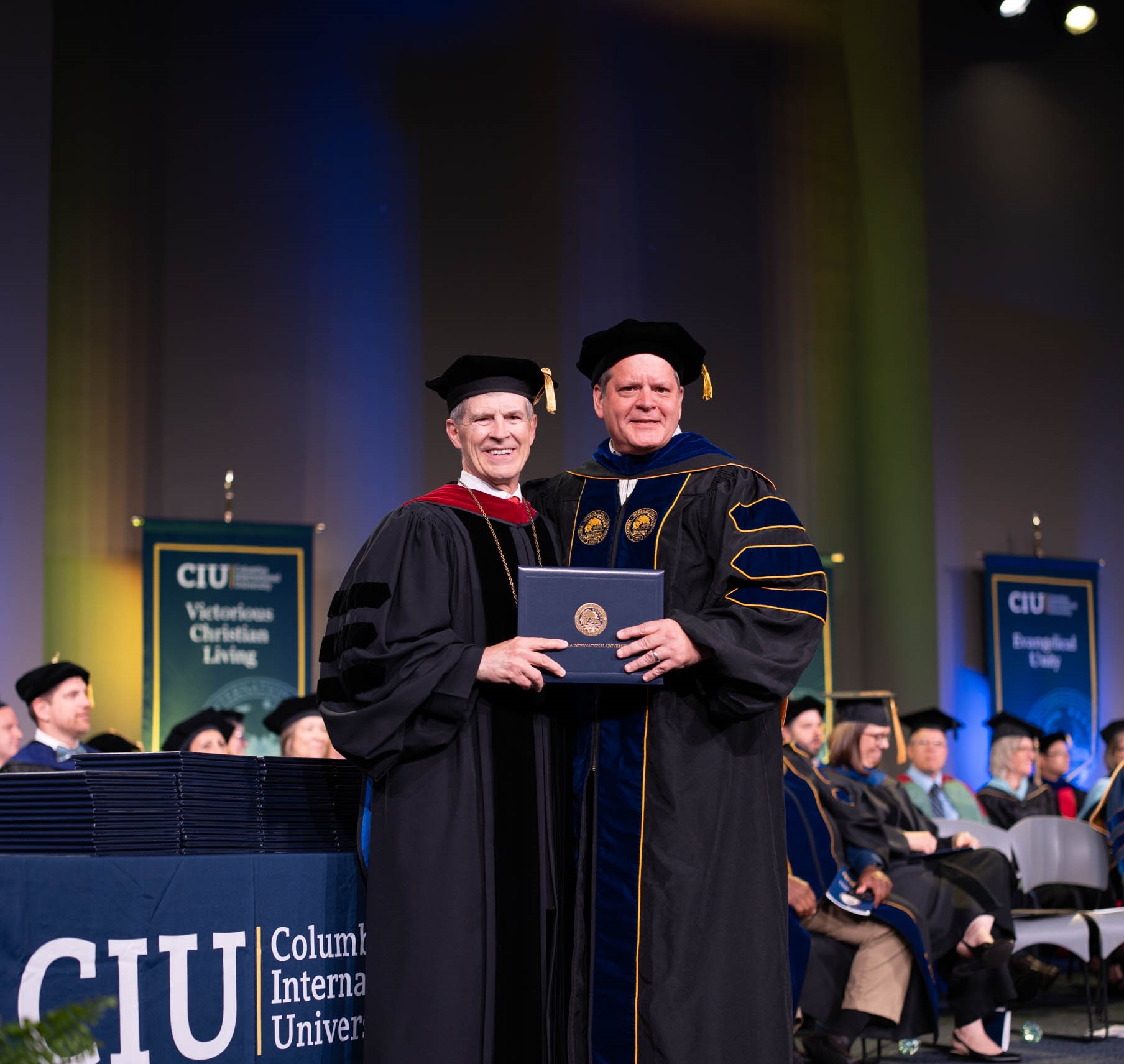 Dr. Michael Shelley with CIU President Dr. Bill Jones.