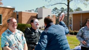 Dr. Ben Noonan getting pied.