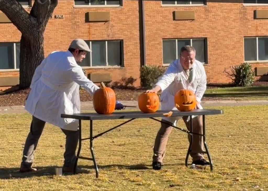 CIU science profs blow up pumpkins